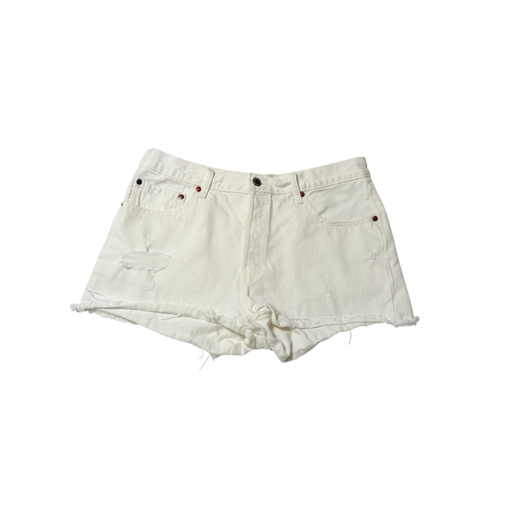 Levi’s White Cutoff Button Fly Shorts